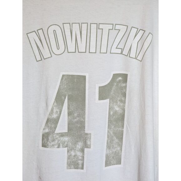 Dirk Nowitzki Face Number XXL T Shirt Fair Semi Thrashed White Dallas Mavericks - Picture 4 of 14